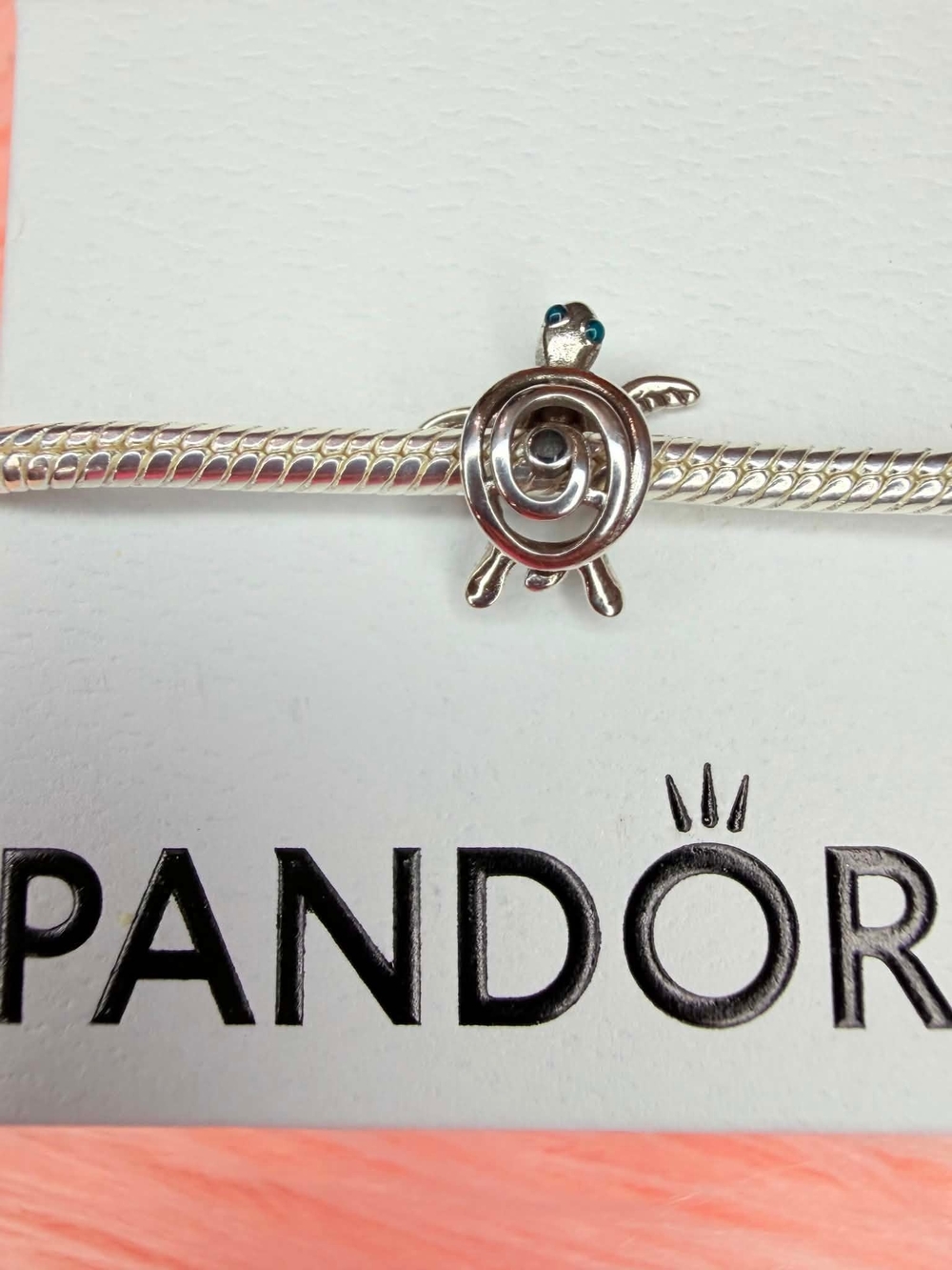 Pandora Silver Turtle Charm with Blue Accents - Picture 3 of 4